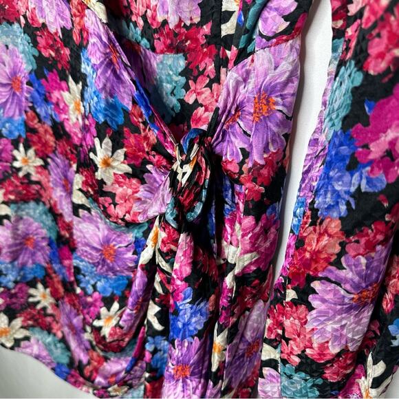PINKO Floral Sleeved Sheath Mini Silk Dress in Size Large (44) - Picture 7 of 8